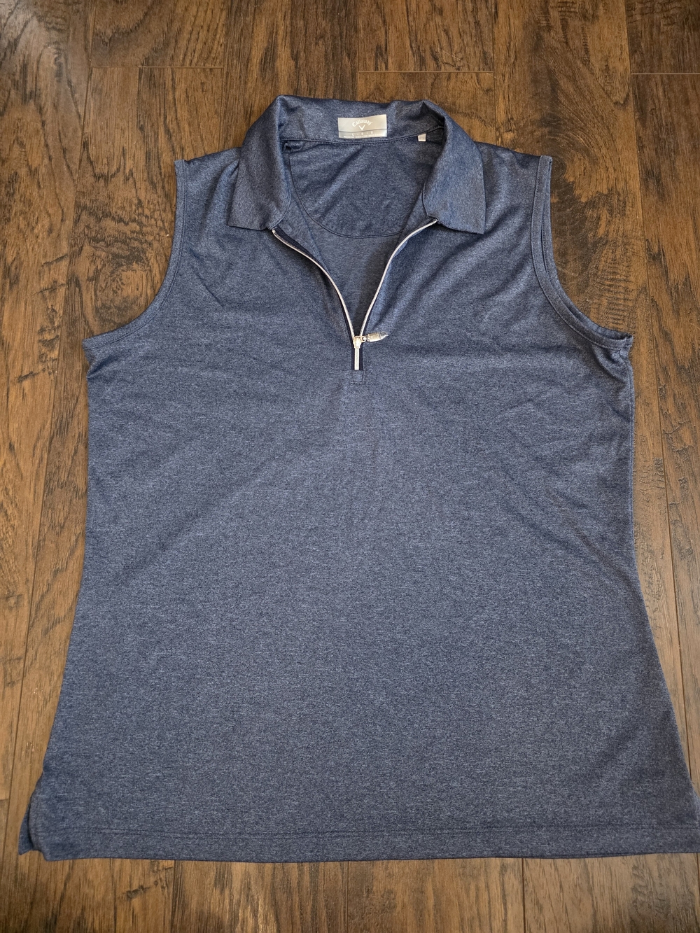 Callaway Sleeveless Quarter Zip Golf Polo Top - Blue Heather